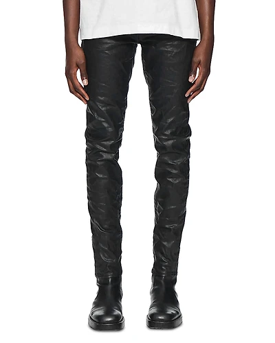 Purple Brand Black Patent Leather Film Skinny Jeans