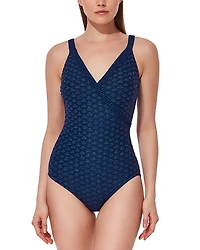 Gottex Textured Surplice One Piece Swimsuit