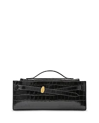 Veronica Beard Dash Croc Embossed Leather Clutch