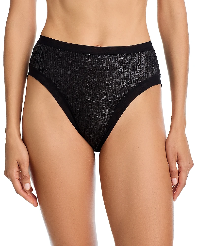 Norma Kamali Racer Sequined Hipster Bottom