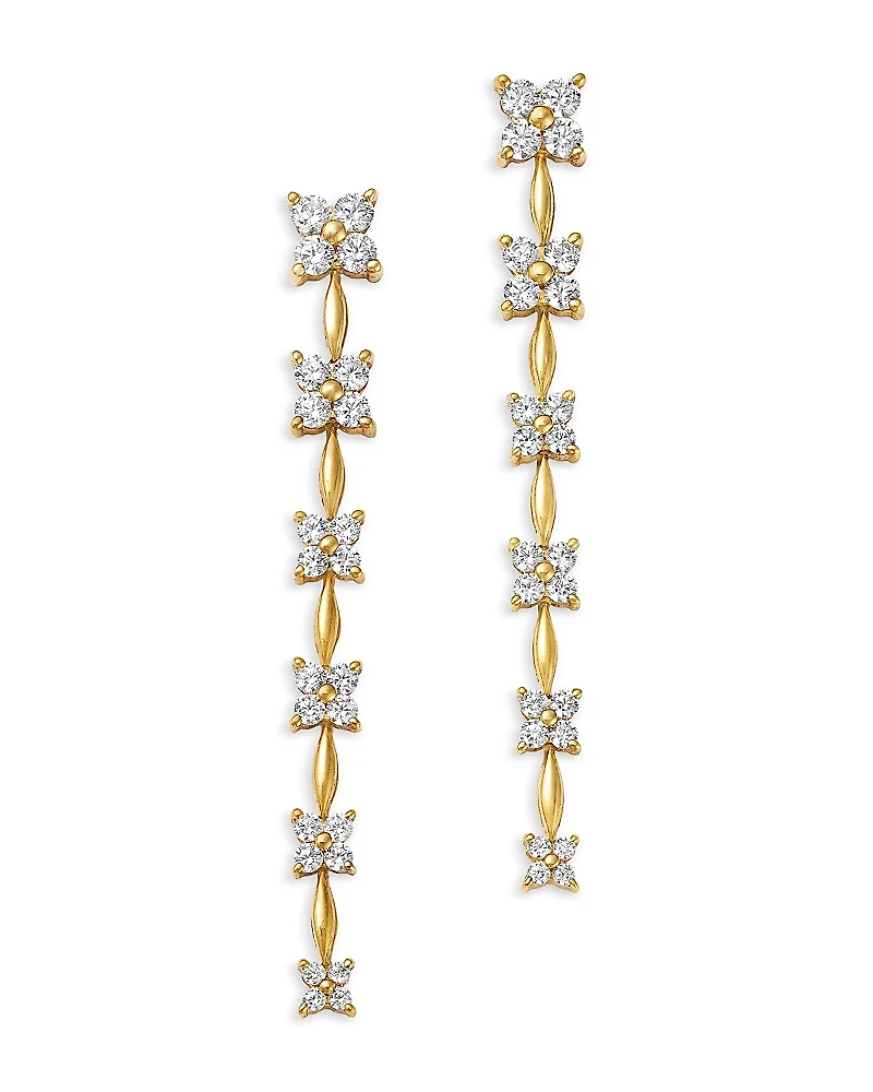 Bloomingdale's Fine Collection Diamond Flower Quad Cluster Graduated Linear Drop Earrings