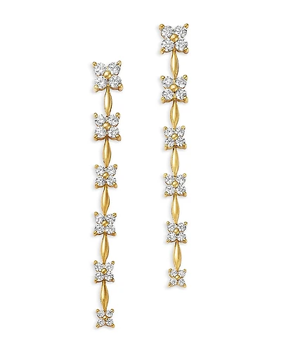 Bloomingdale's Fine Collection Diamond Flower Quad Cluster Graduated Linear Drop Earrings