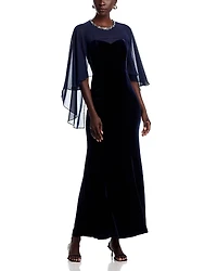 Eliza J Embellished Neck Cape Mermaid Gown