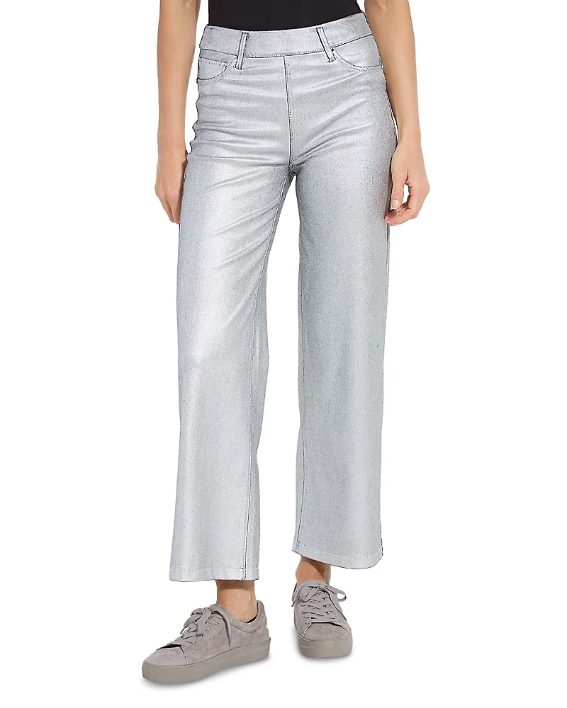 Lysse Coated High Rise Ankle Wide Leg Jeans