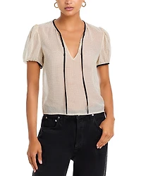 Frame The Silk Tie Puff Sleeve Top