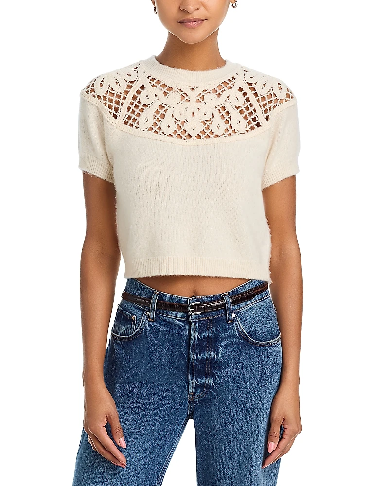 Frame The Cashmere Lace Gathered Sweater