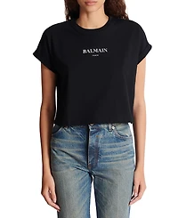 Balmain Cropped T-Shirt with Print