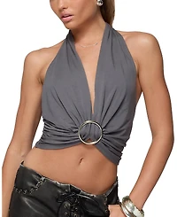 Edikted Nessie Metal Ring Backless Halter Top