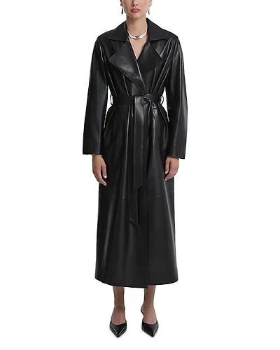 Nour Hammour Kasha Leather Belted Coat
