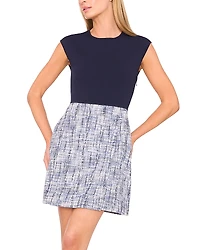 Ted Baker Cap Sleeve Crewneck Tweed Mini Dress