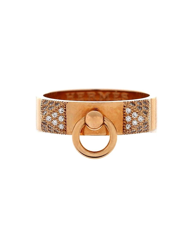Pre-Owned HERMES Small Collier de Chien Ring 18K Rose Gold and Diamonds