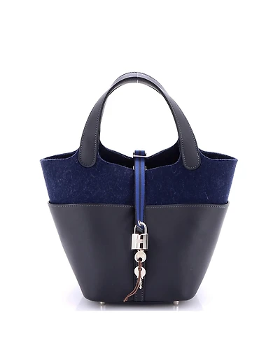 Pre-Owned HERMES Pm Go Team Picotin Lock Bag Feutre Wool and Swift