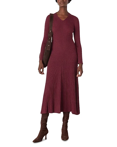 Whistles V Neck Cable Ribbed Knit Dress