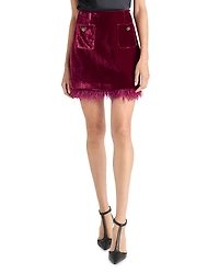 Cinq a Sept Luna Velvet Feather Trim Mini Skirt