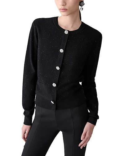 Carolina Herrera Floral Button Crewneck Cardigan