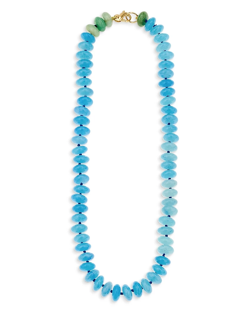 Adina Reyter 9K Yellow Gold Green Aventurine & Blue Quartz Collar Necklace