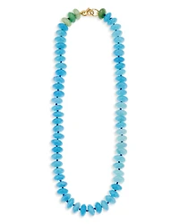 Adina Reyter 9K Yellow Gold Green Aventurine & Blue Quartz Collar Necklace