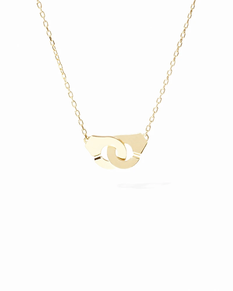 Dinh Van 18K Yellow Gold Menottes Dinh Van Small Handcuff Open Link Chain Pendant Necklace, 15.75-16.54