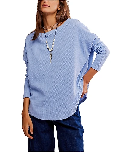 Free People Latte Blues Thermal Sweater