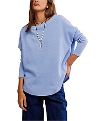 Free People Latte Blues Thermal Sweater