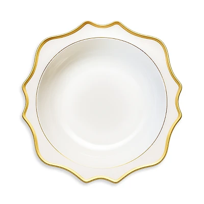Anna Weatherley Antique White with Gold Salad Serving Bowl