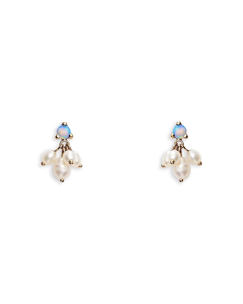 Wwake 14K Yellow Gold Opal & Cultured Freshwater Pearl Cloudburst Stud Earrings
