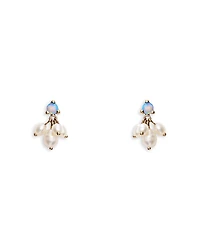 Wwake 14K Yellow Gold Opal & Cultured Freshwater Pearl Cloudburst Stud Earrings