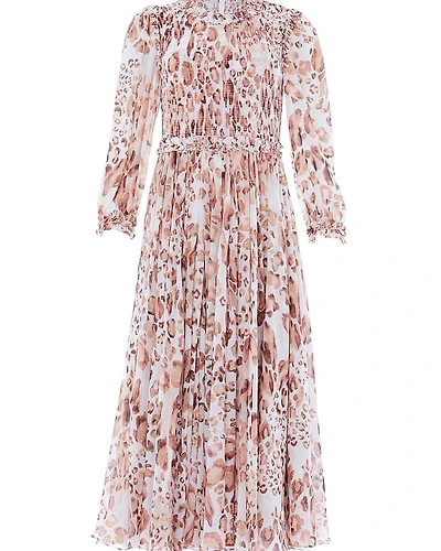 Needle & Thread Leopard Chiffon Smocked Ballerina Dress