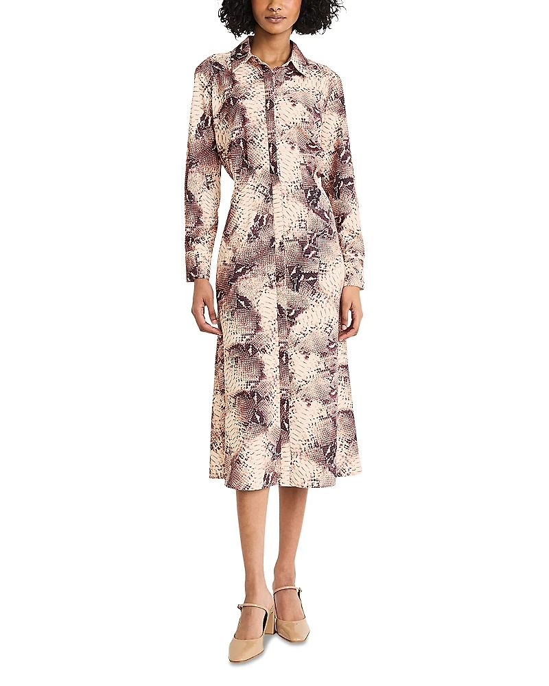 Luxely Long Sleeve Draped Shirt Dress