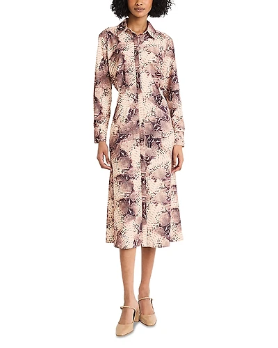 Luxely Long Sleeve Draped Shirt Dress