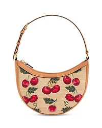 Valentino Garavani Vlogo Signature Mini Cherryfic Raffia Hobo Shoulder Bag