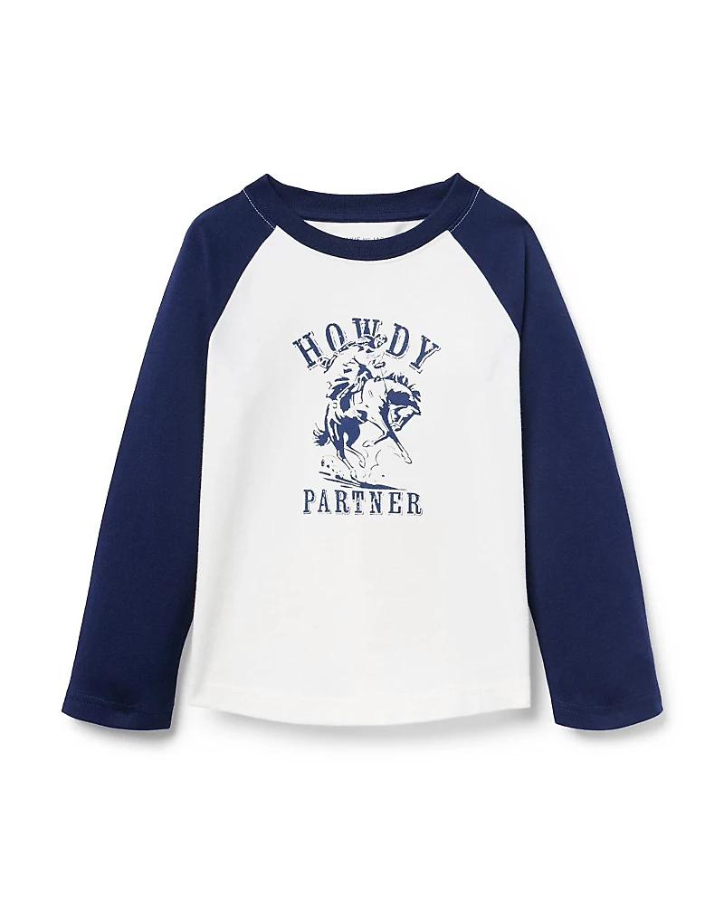 Janie and Jack Boys' Howdy Baseball Raglan Sleeve Tee - Little Kid
