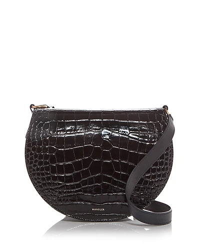 Wandler Kate Croc Embossed Leather Saddle Bag