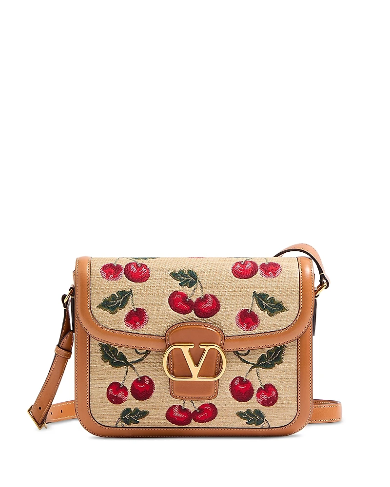 Valentino Garavani 9To5 VLogo Raffia Shoulder Bag