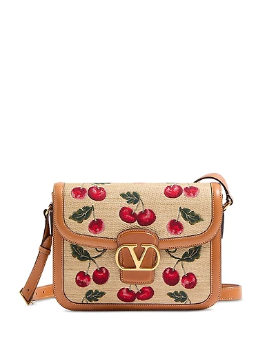 Valentino Garavani 9To5 VLogo Raffia Shoulder Bag