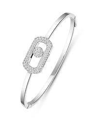 Messika 18K White Gold So Move Diamond Pave Oval Bangle Bracelet
