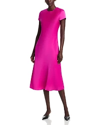 Toccin Luciana Short Sleeve Bias Silky Satin Slip Dress