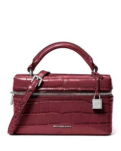 Michael Kors Jana Extra Small Croc Embossed Leather Top Handle Crossbody