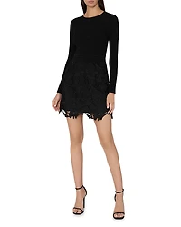 Milly Katie Lace Combo Knit Mini Dress