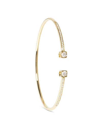 Dinh Van 18k Yellow Gold Le Cube Diamant Diamond Cube & Channel Set Wire Cuff Bracelet