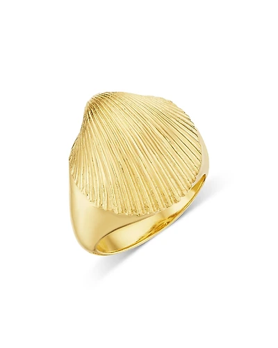 Cadar 18K Yellow Gold Shell Flip Top Textured Pinky Ring