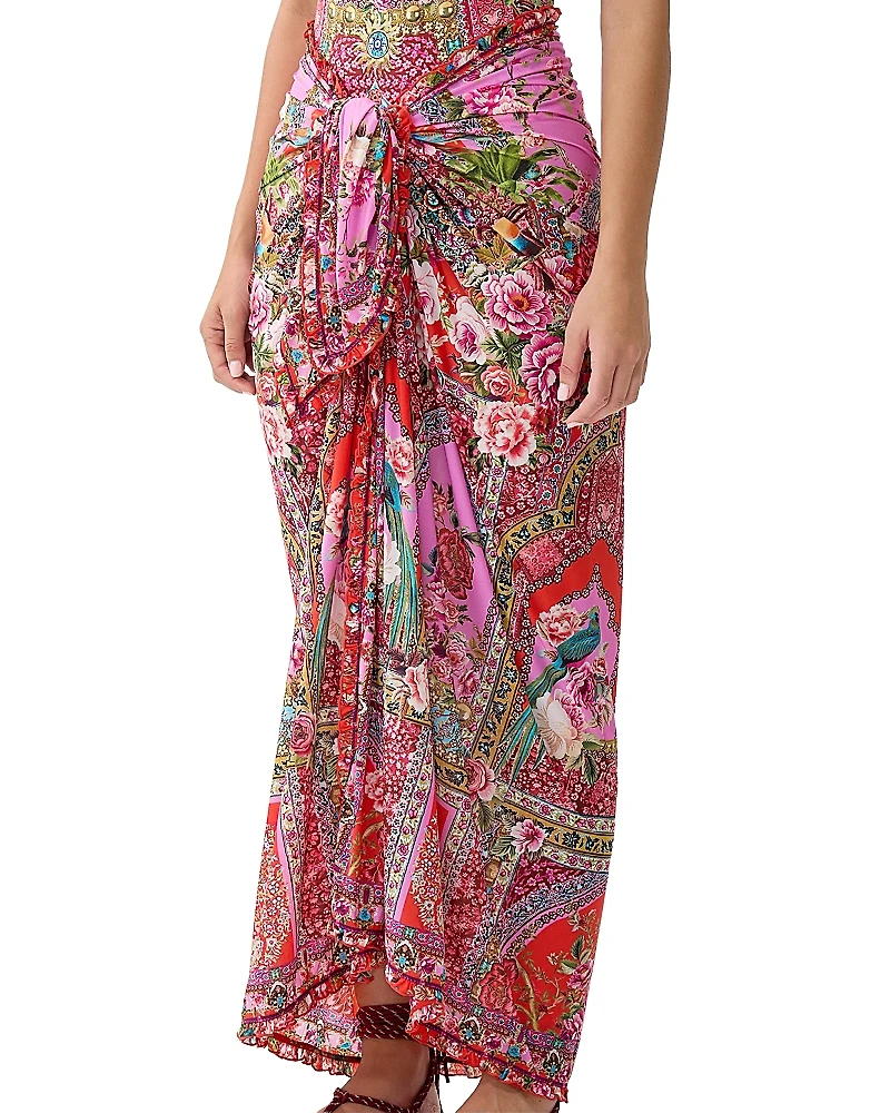 Camilla Printed Ruffle Trim Sarong Swim Cover-Up