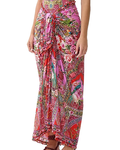 Camilla Printed Ruffle Trim Sarong Swim Cover-Up