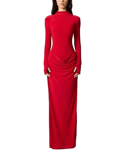 Nocturne High-Neck Ruched Maxi Dress