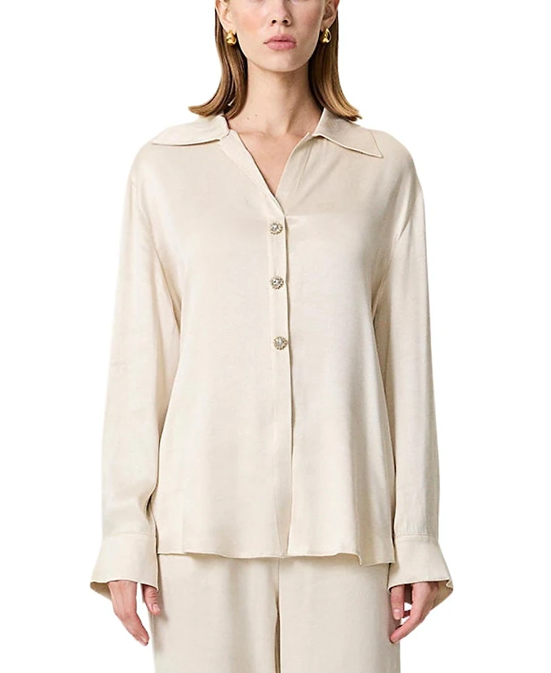 Nocturne Belted Shirt with Statement Buttons
