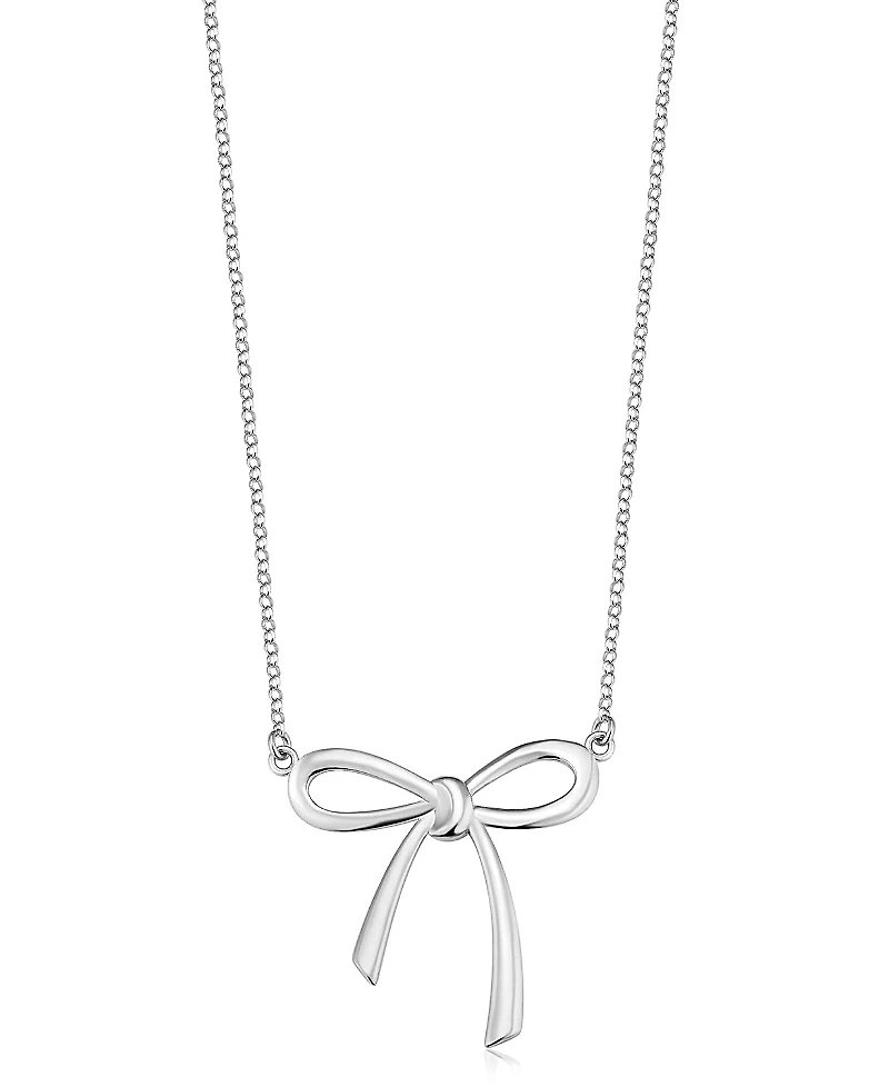 Oradina Sterling Silver Wrap Me Up Bow Pendant Necklace