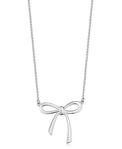 Oradina Sterling Silver Wrap Me Up Bow Pendant Necklace