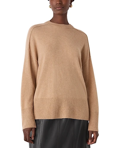 Whistles Cashmere Seam Detail Crew Knit Sweater