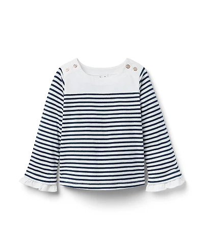 Janie and Jack Girls' Striped Bell Sleeve Top - Baby, Little Kid, Big Kid
