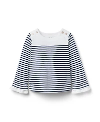 Janie and Jack Girls' Striped Bell Sleeve Top - Baby, Little Kid, Big Kid